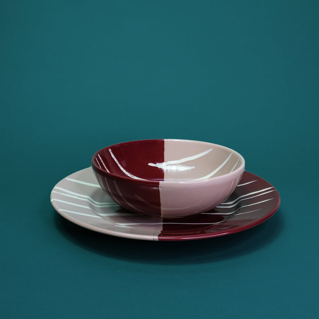 Soup plate in Salento ceramic - sunset