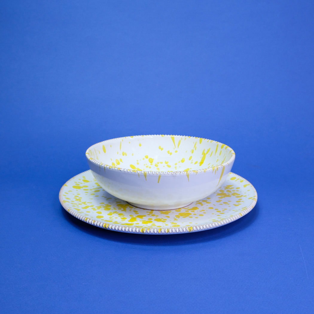 Piatto fondo in ceramica salentina - limone